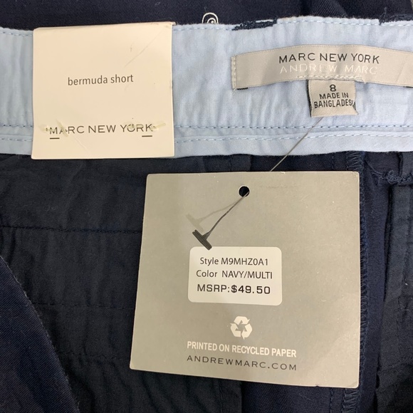 Marc New York NWT Bermuda Short Sz 8 Navy Seahorse - Picture 4 of 4